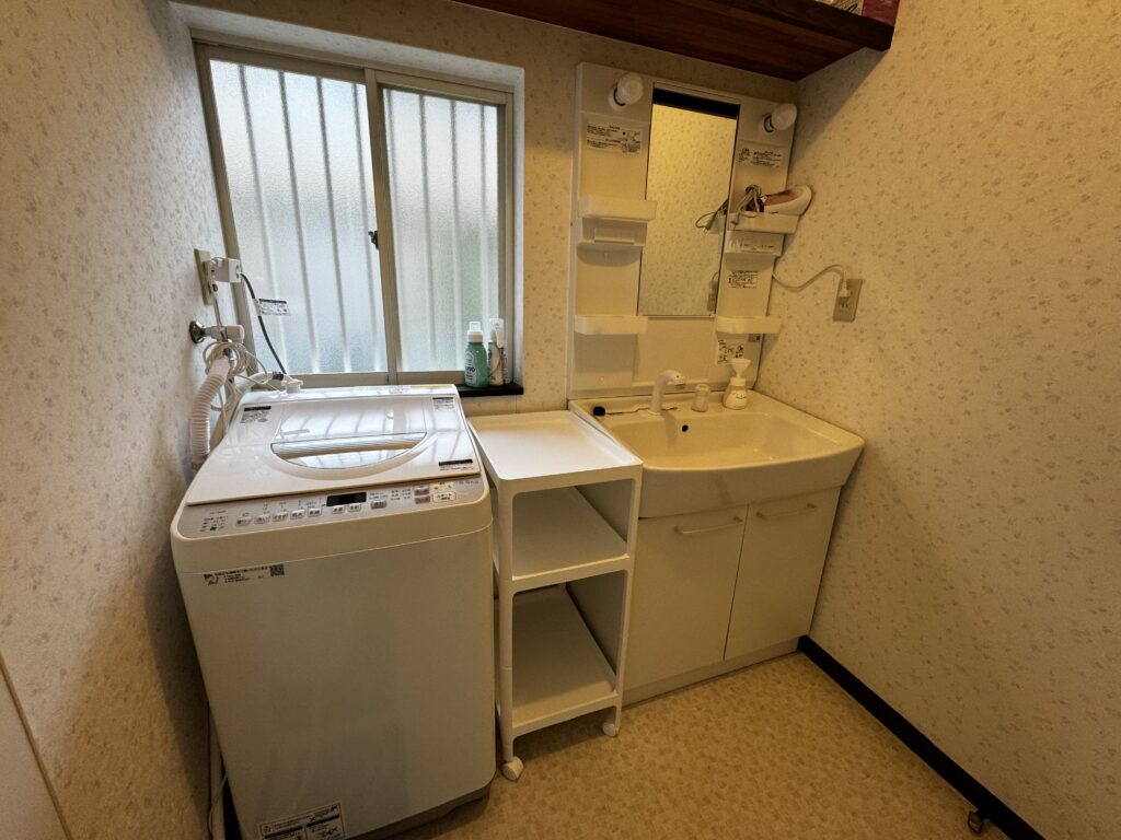 にこにこビレッジ桜ヶ丘の洗面・脱衣所。洗濯機を設置